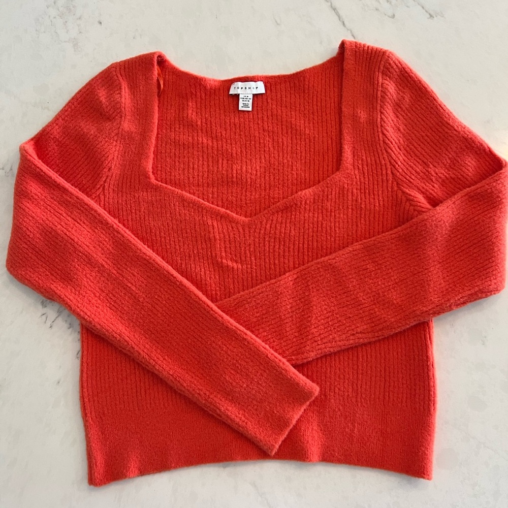 Topshop Women’s Orange Ribbed Sweater Size 8/10
